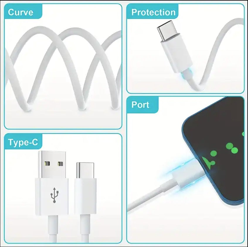 6A 66W USB Type-C Cable Fast Charging Data Cables USB-C Charging Cable